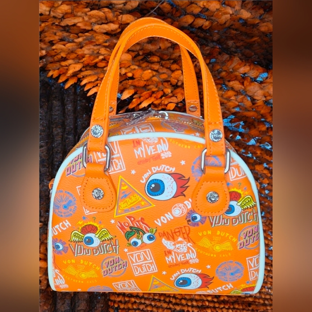 Von Dutch Orange Jax Bowling Bag NWT - Picture 4 of 11